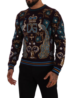 Bordeauxfarbener Kaschmirpullover mit DG-Kronenstickerei