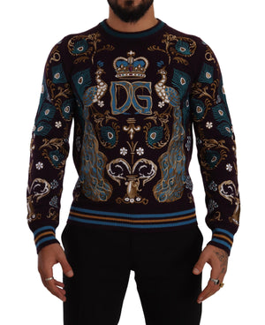 Bordeauxfarbener Kaschmirpullover mit DG-Kronenstickerei