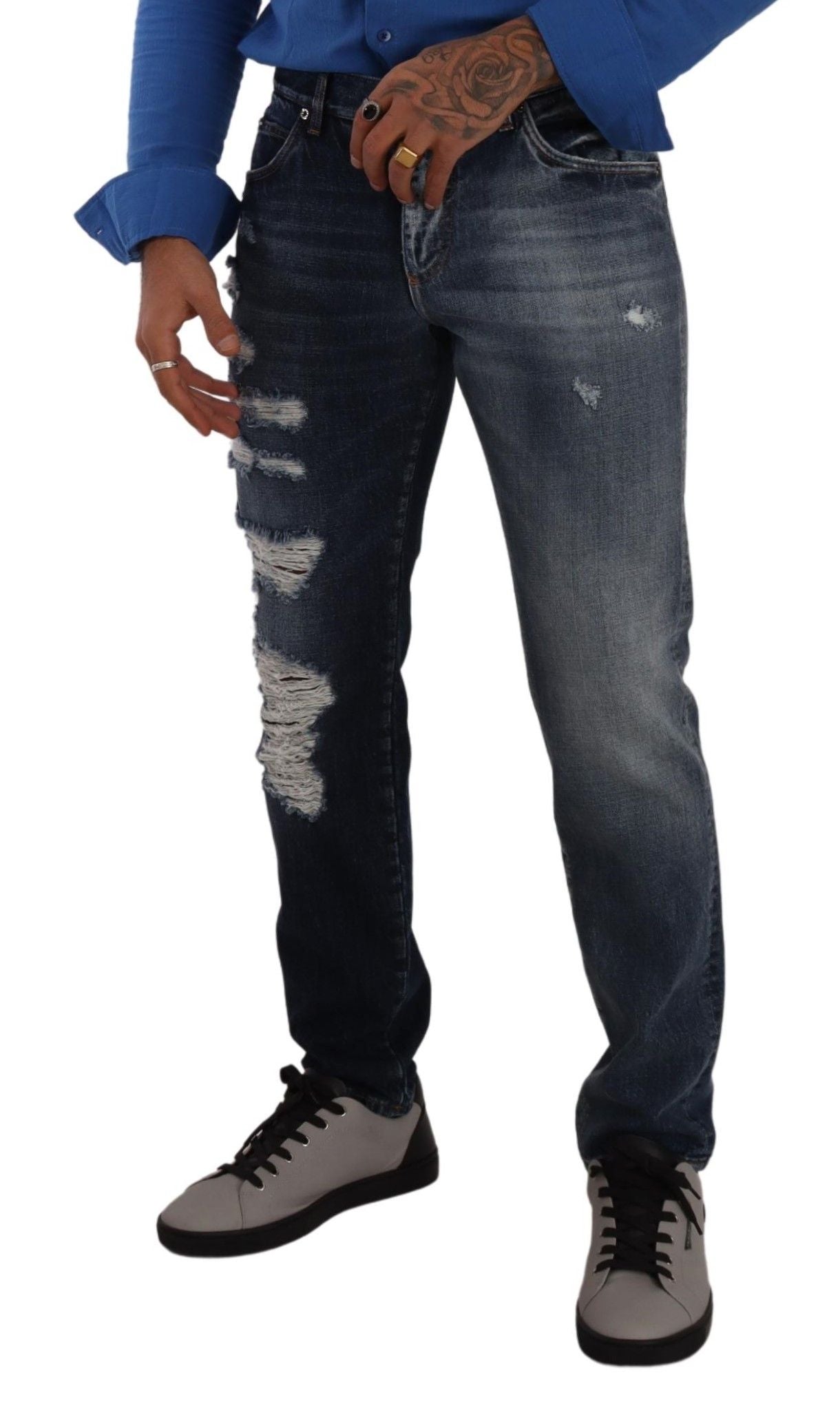 Blaue Jeanshose aus Baumwolle im Regular-Fit