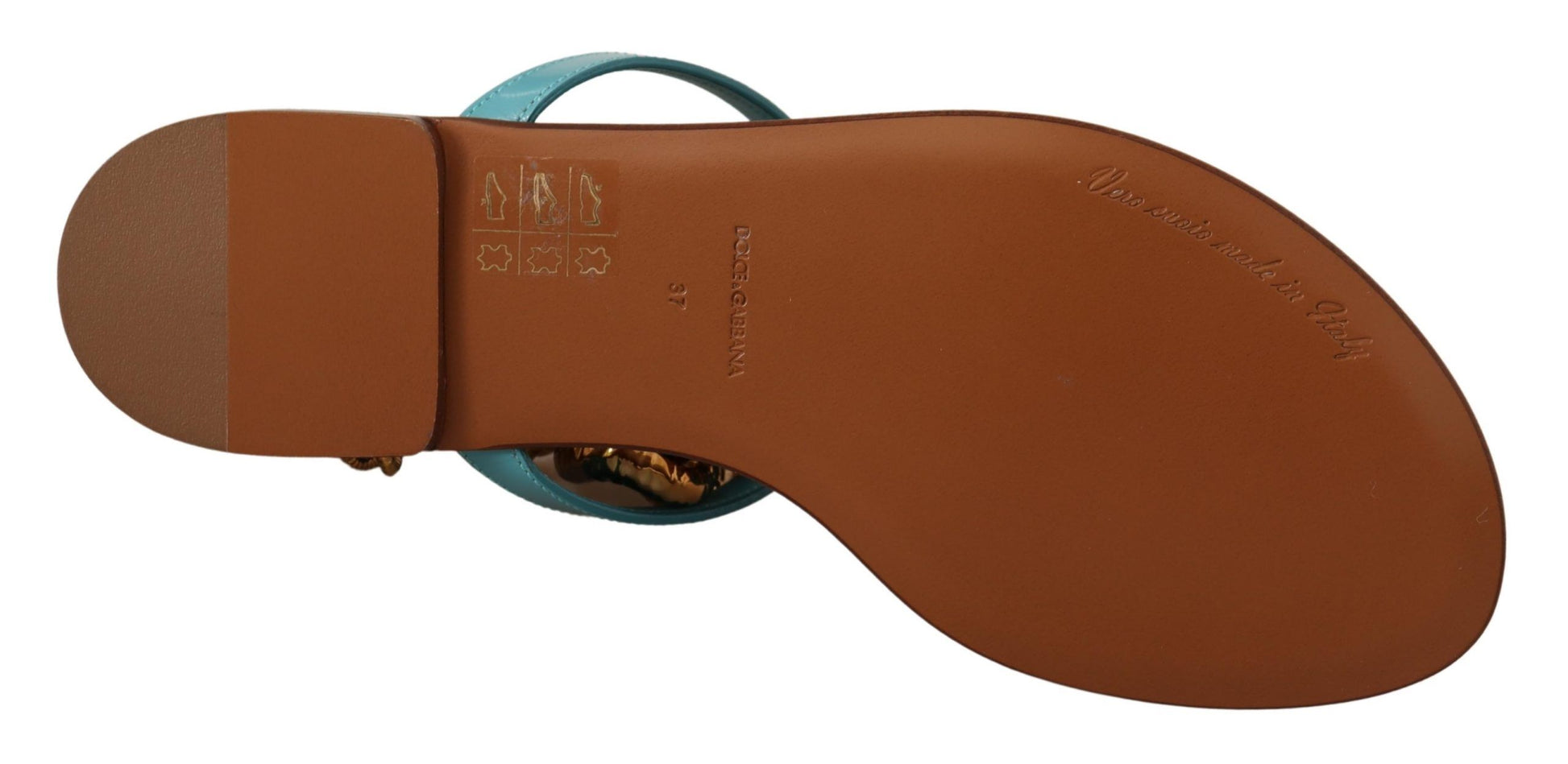 Blaue flache Sandalen „Devotion“ aus Leder