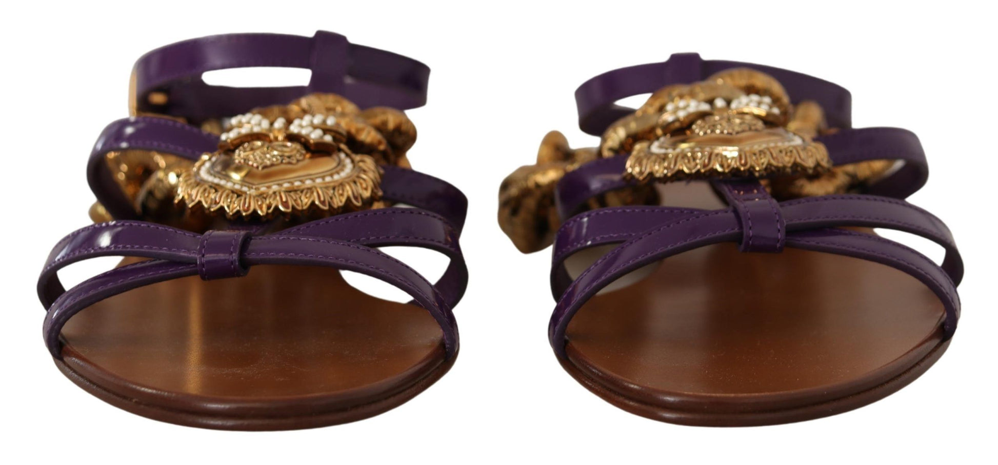 Lila Leder Devotion Flats Sandalen Schuhe