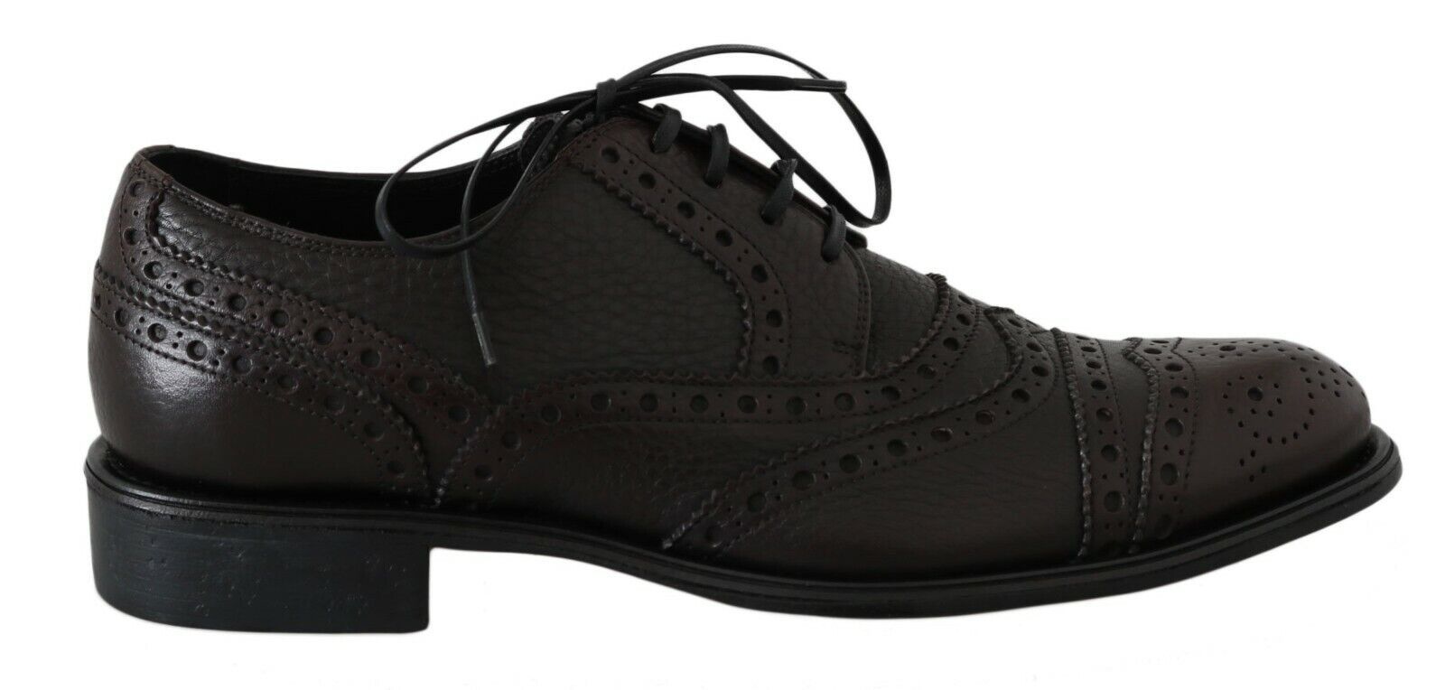 Braune Derby-Schuhe aus Leder mit Flügelkappe