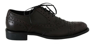Braune Derby-Schuhe aus Leder mit Flügelkappe