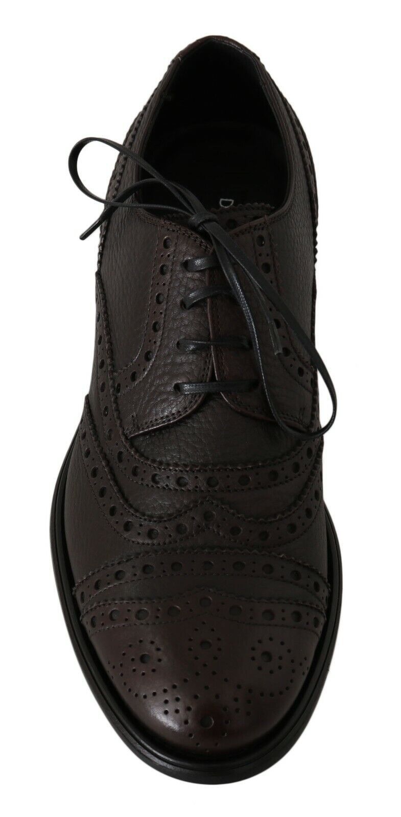 Braune Derby-Schuhe aus Leder mit Flügelkappe