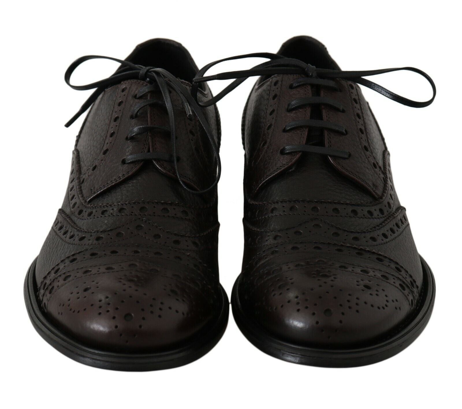 Braune Derby-Schuhe aus Leder mit Flügelkappe