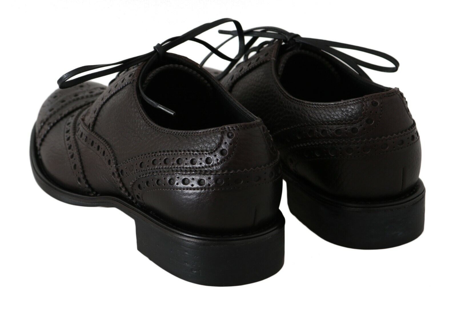 Braune Derby-Schuhe aus Leder mit Flügelkappe