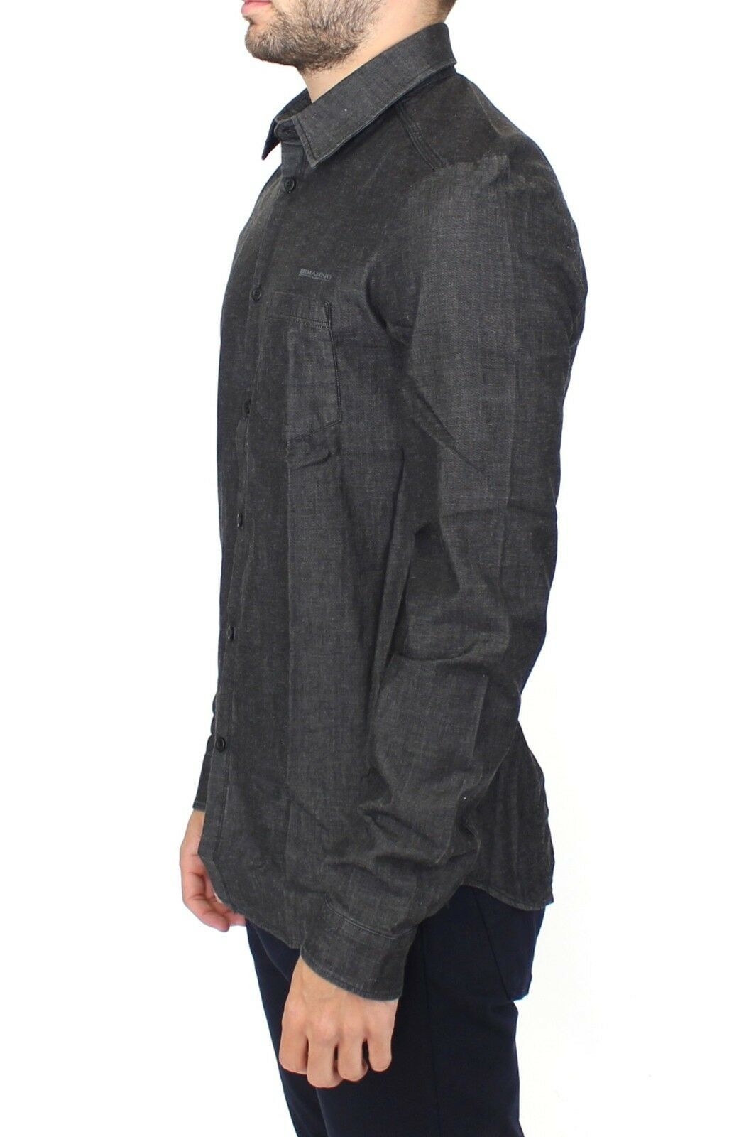 Lässiges Stretchhemd aus Denim-Jeans-Baumwolle in Grau