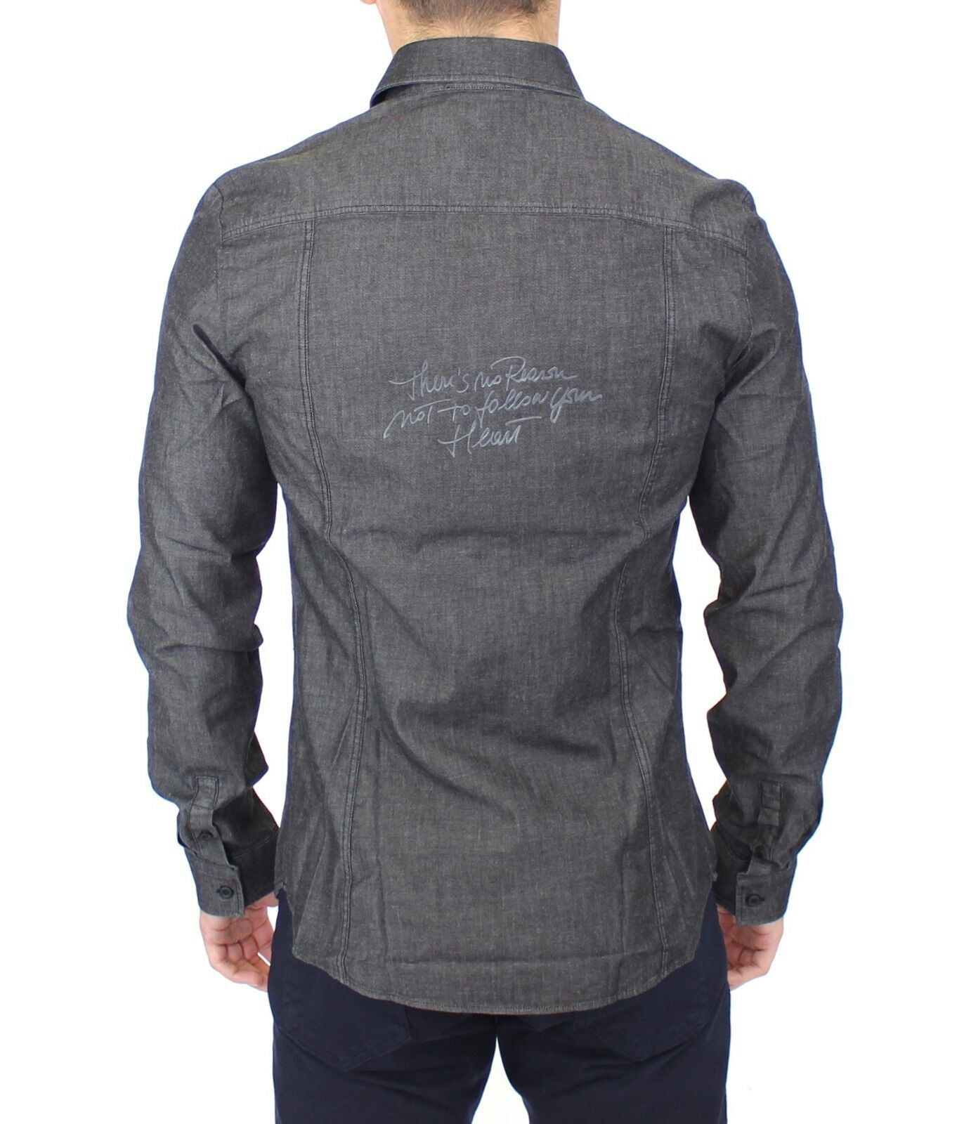 Lässiges Stretchhemd aus Denim-Jeans-Baumwolle in Grau