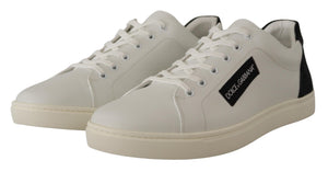 Weiß Schwarz Leder Halbschuhe Sneakers