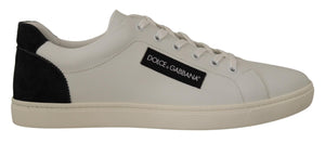 Weiß Schwarz Leder Halbschuhe Sneakers