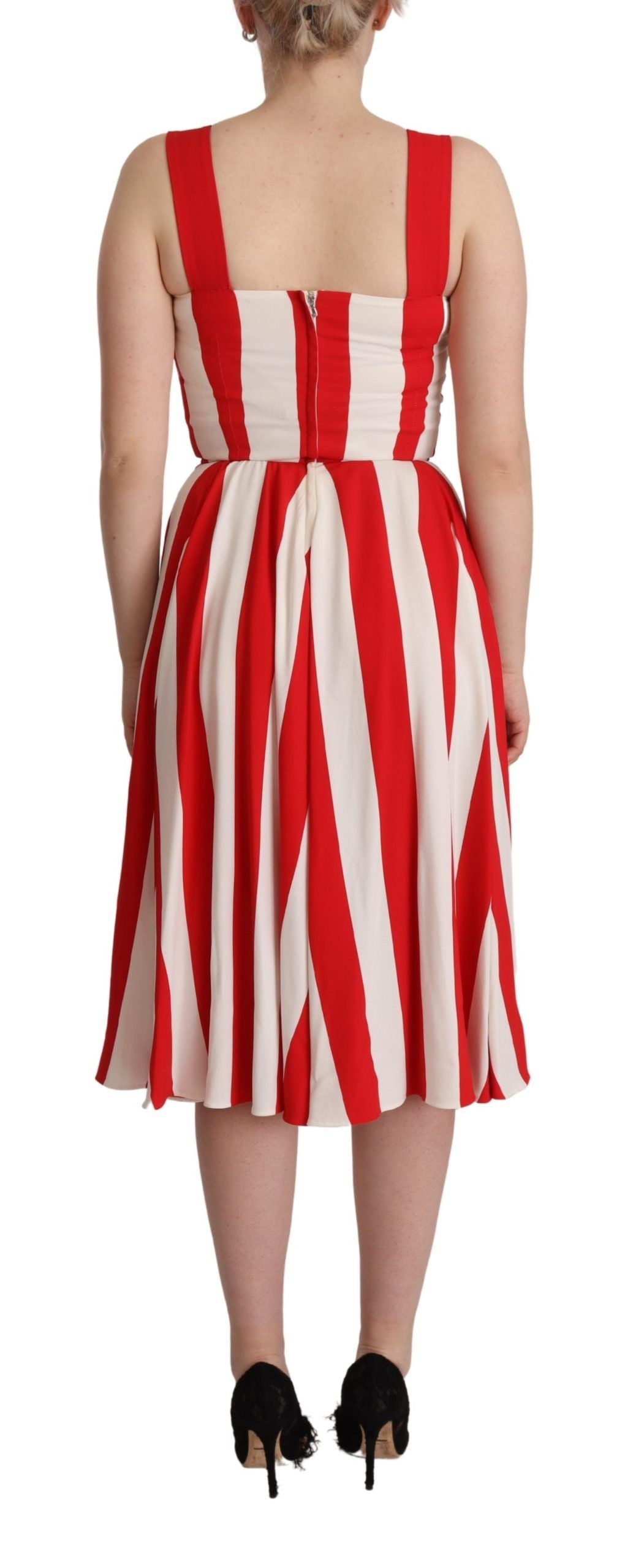 Weiß-rotes Stretch-A-Linien-Shiftkleid