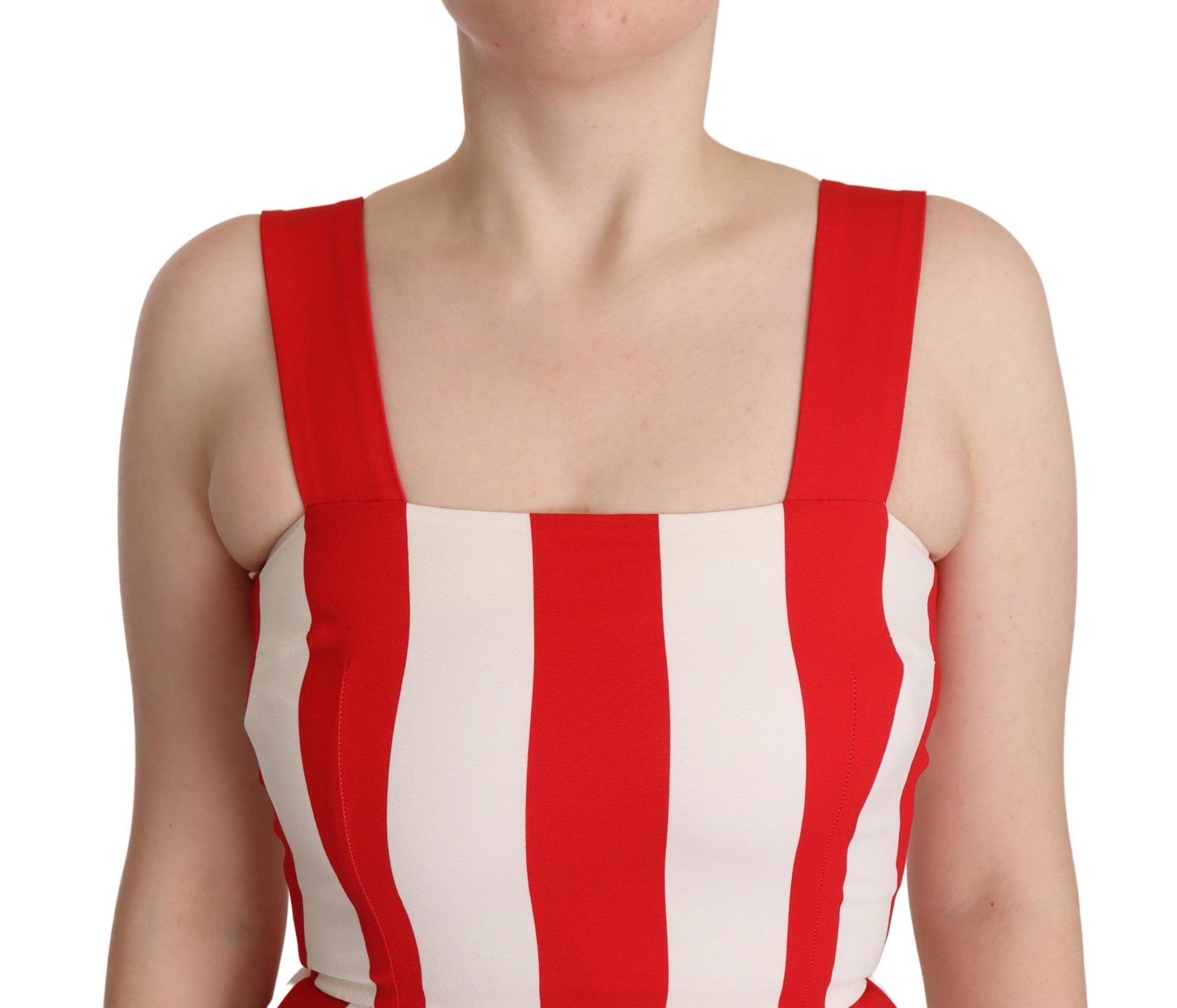 Weiß-rotes Stretch-A-Linien-Shiftkleid