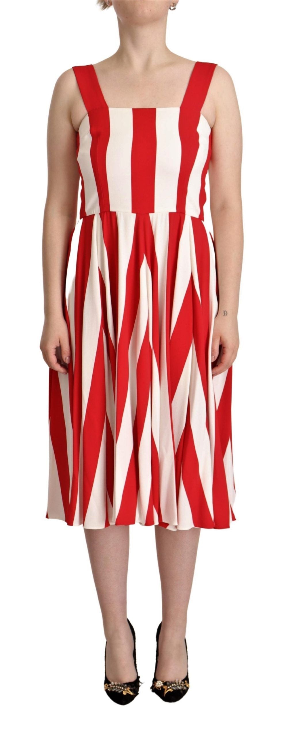 Weiß-rotes Stretch-A-Linien-Shiftkleid
