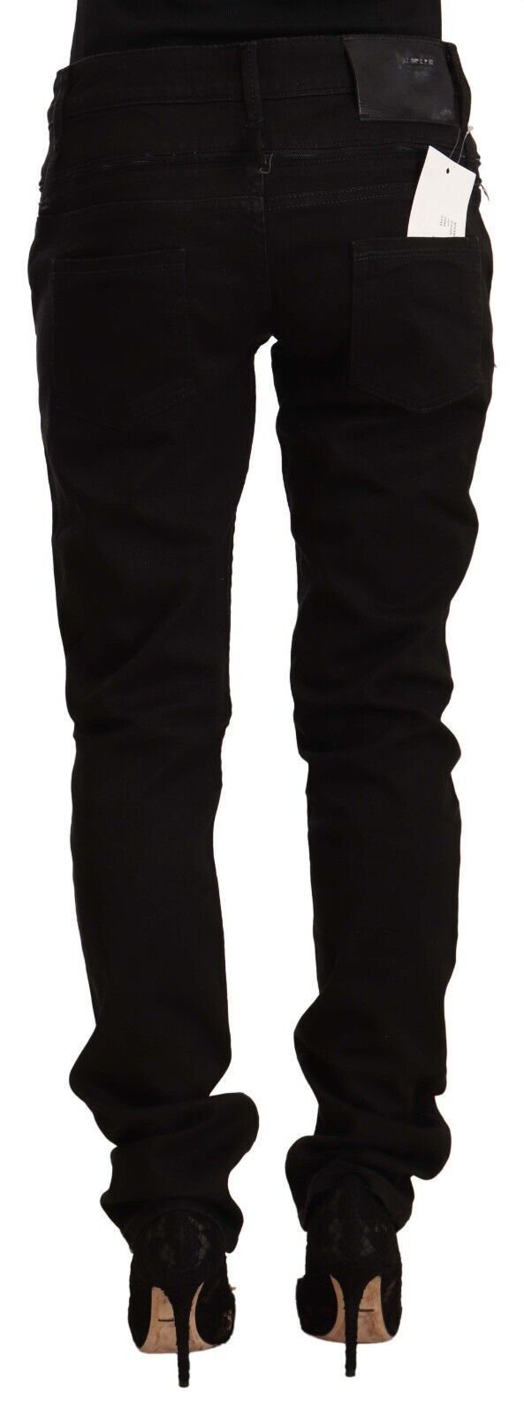 Schwarze Skinny Jeans mit niedrigem Bund aus Baumwollstretch-Denim