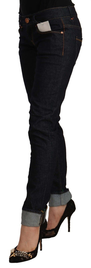 Schwarze Slim Fit-Jeans aus Baumwolle mit niedriger Taille