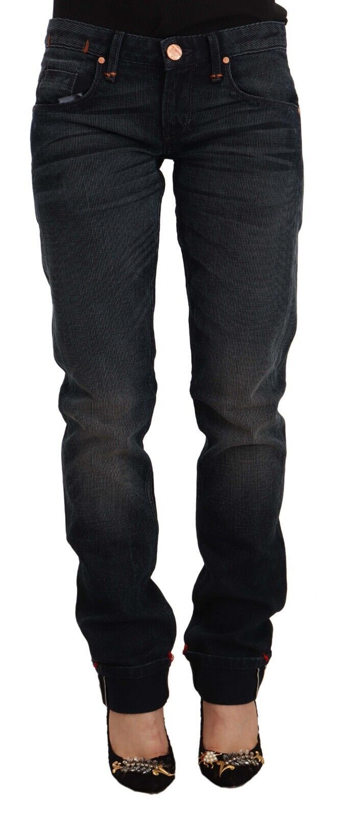 Schwarze Skinny-Jeans aus verwaschener Baumwolle mit niedriger Taille