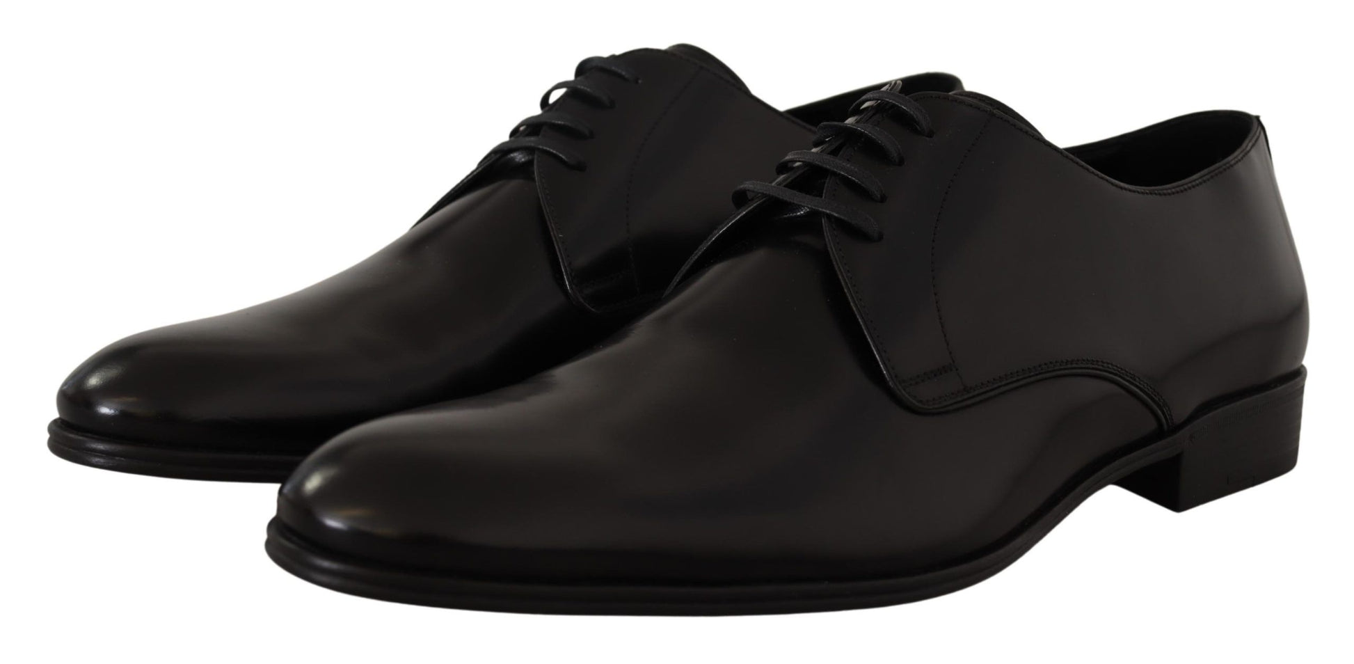 Schwarze, formelle Derby-Schuhe aus Leder mit Schnürung