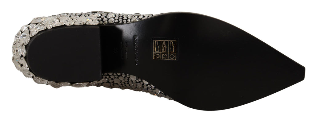 Schwarze Wildlederstiefel mit Strass-Kristallen