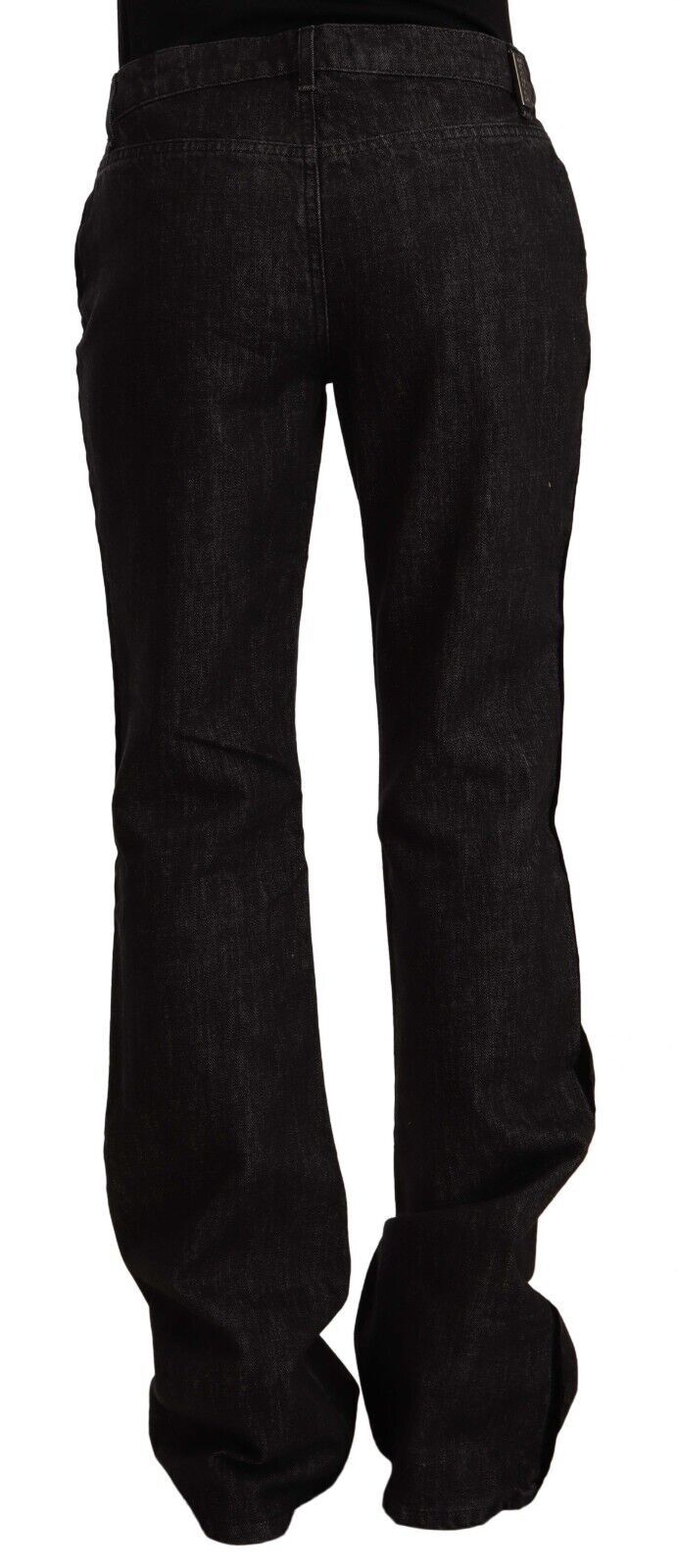 Schwarze, gerade Bootcut-Jeans aus Baumwolldenim mit mittlerer Taille