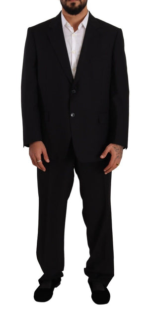Schwarzer, einreihiger Anzug aus Polyester