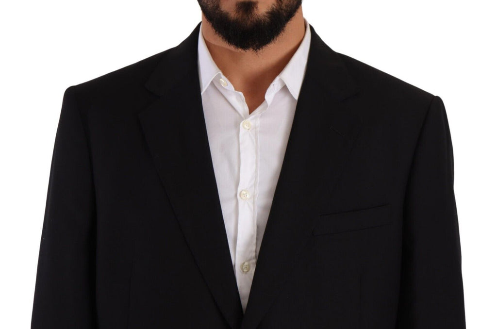 Schwarzer, einreihiger Anzug aus Polyester