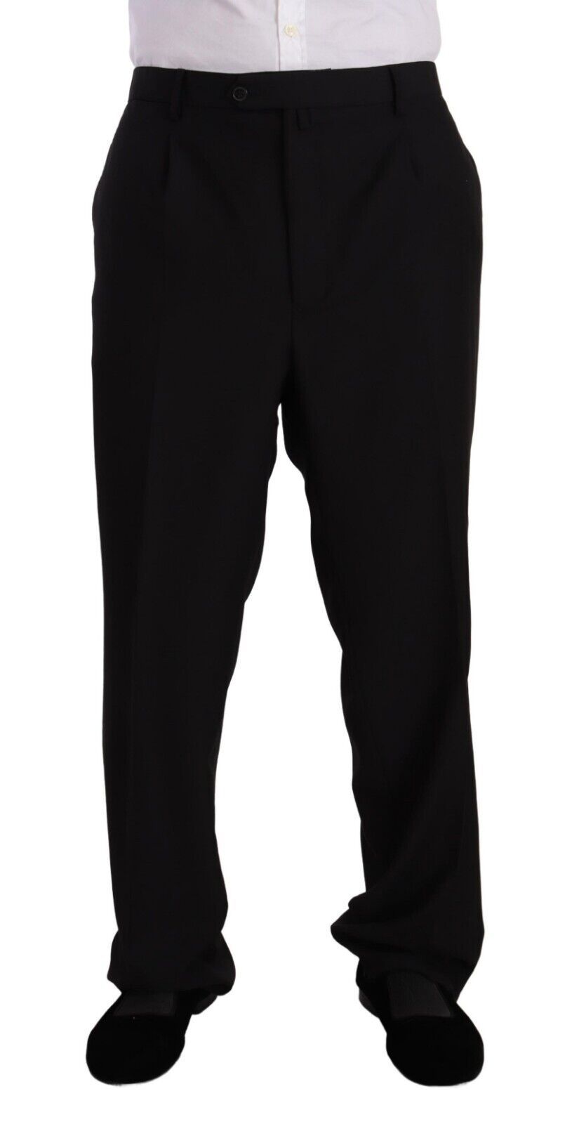 Schwarzer, einreihiger Anzug aus Polyester