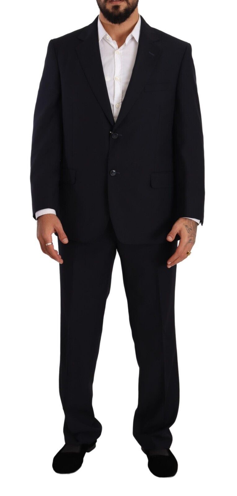 Blauer, einreihiger Anzug aus Polyester
