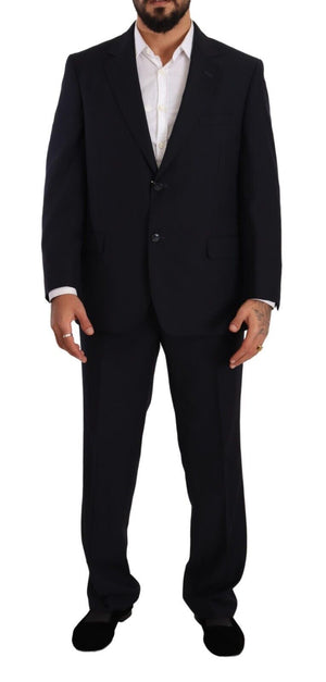 Blauer, einreihiger Anzug aus Polyester