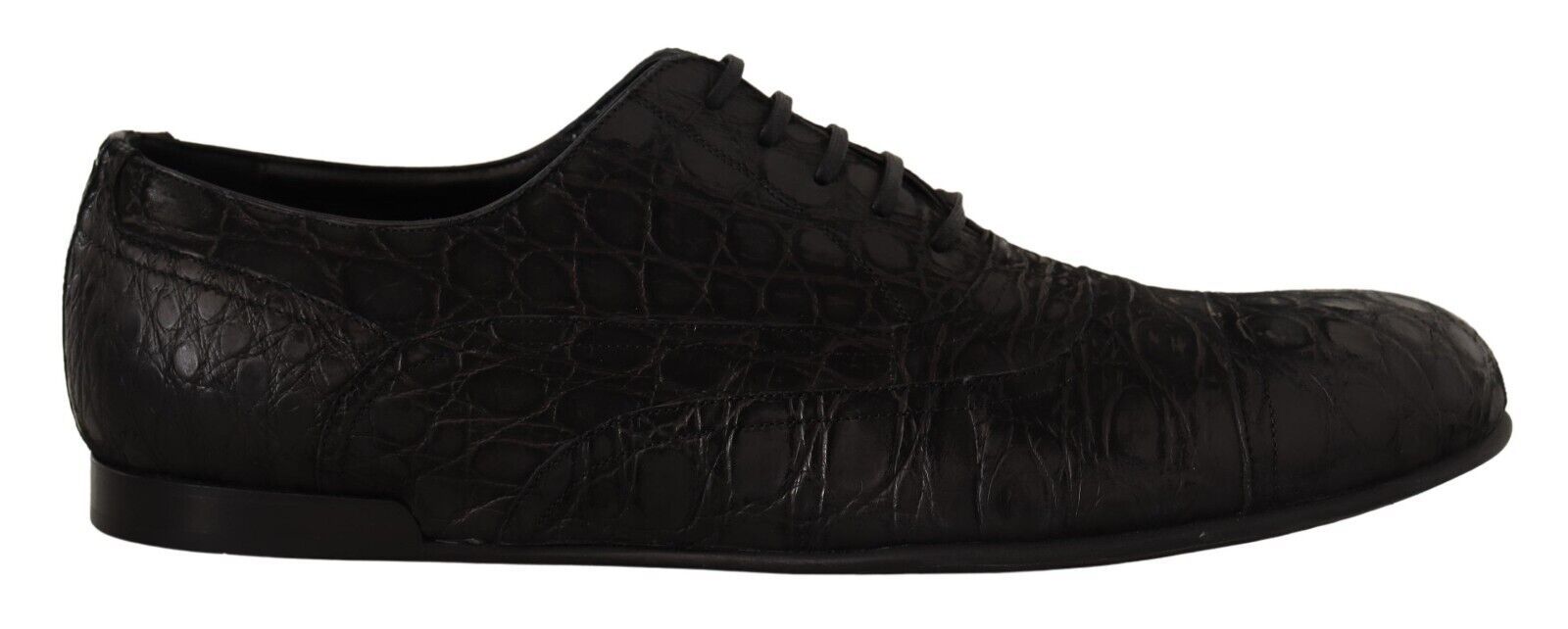 Schwarze Caiman Leder Oxford-Schuhe für Herren