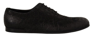 Schwarze Caiman Leder Oxford-Schuhe für Herren