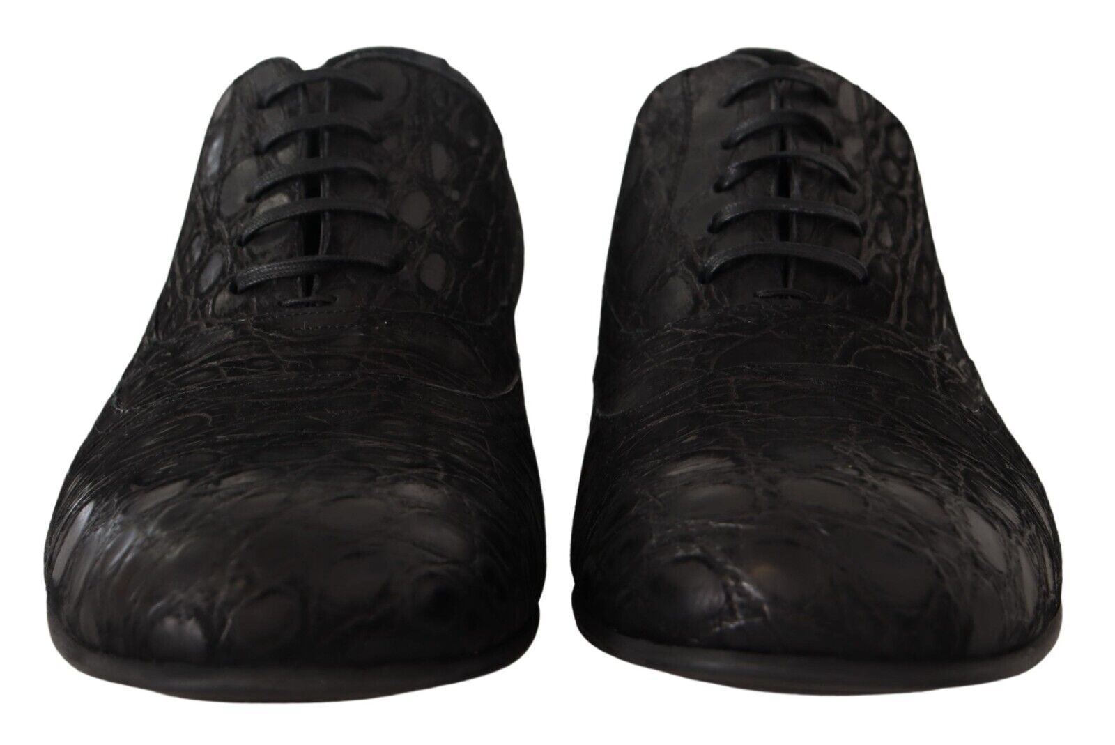 Schwarze Caiman Leder Oxford-Schuhe für Herren