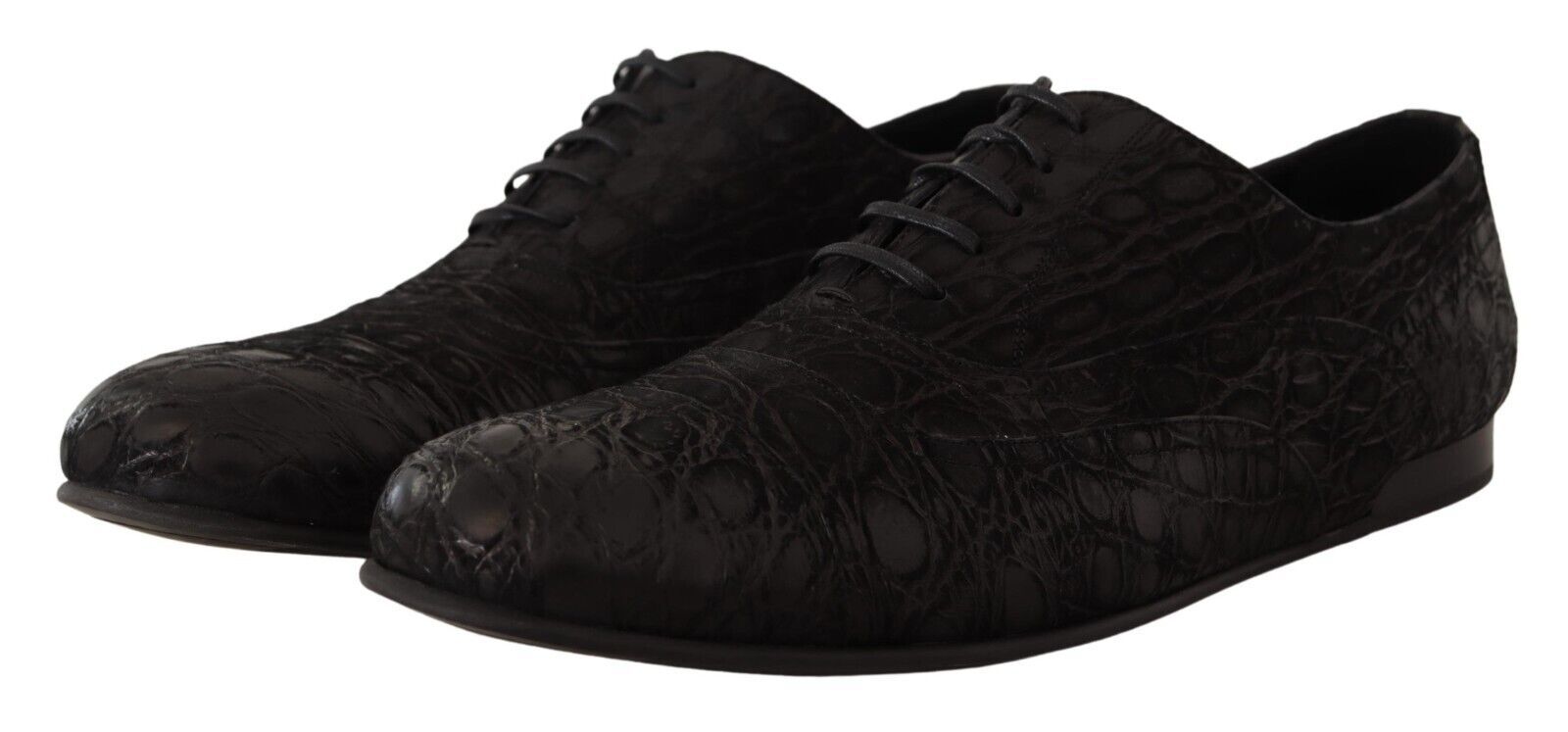 Schwarze Caiman Leder Oxford-Schuhe für Herren
