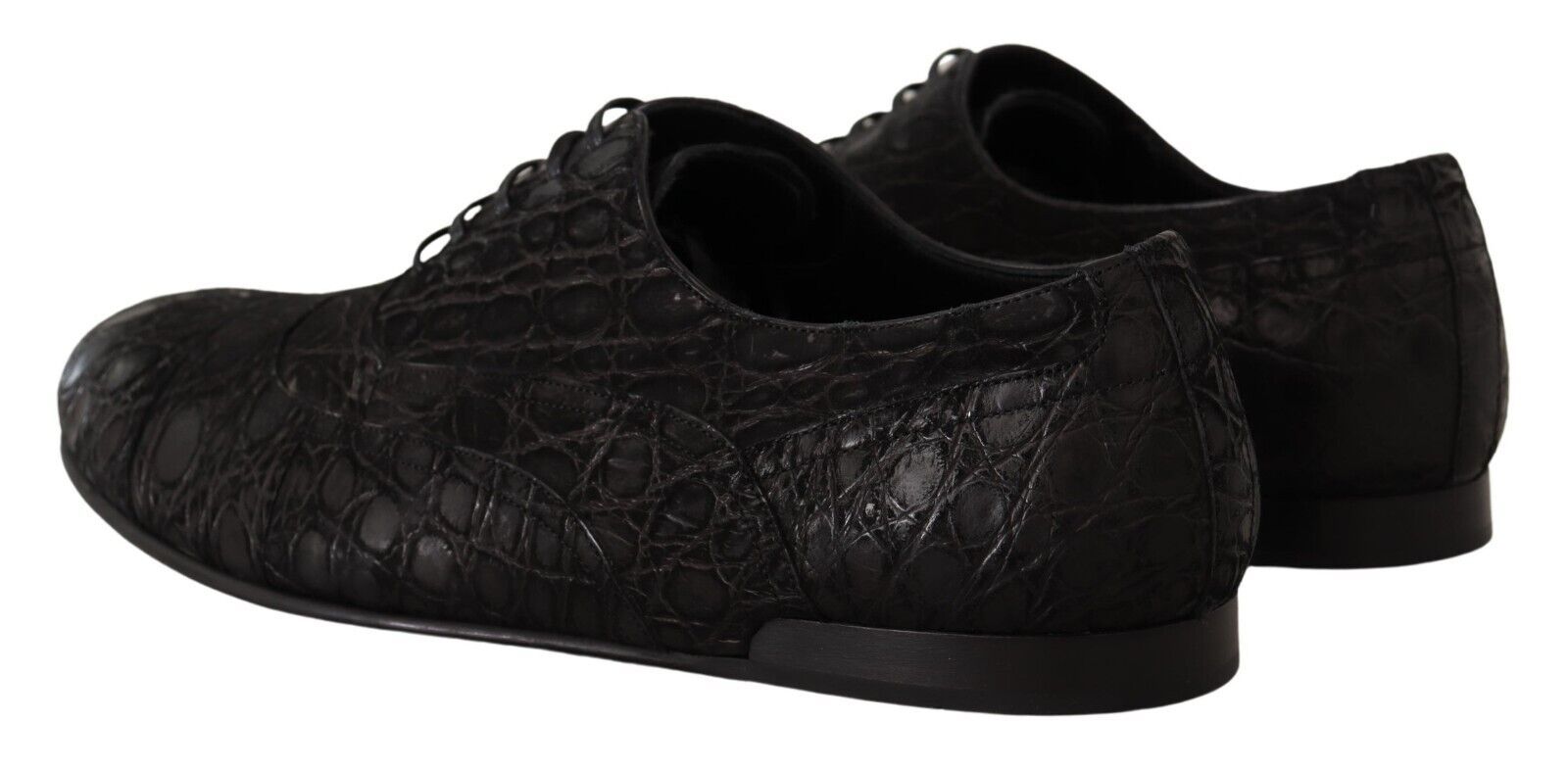 Schwarze Caiman Leder Oxford-Schuhe für Herren