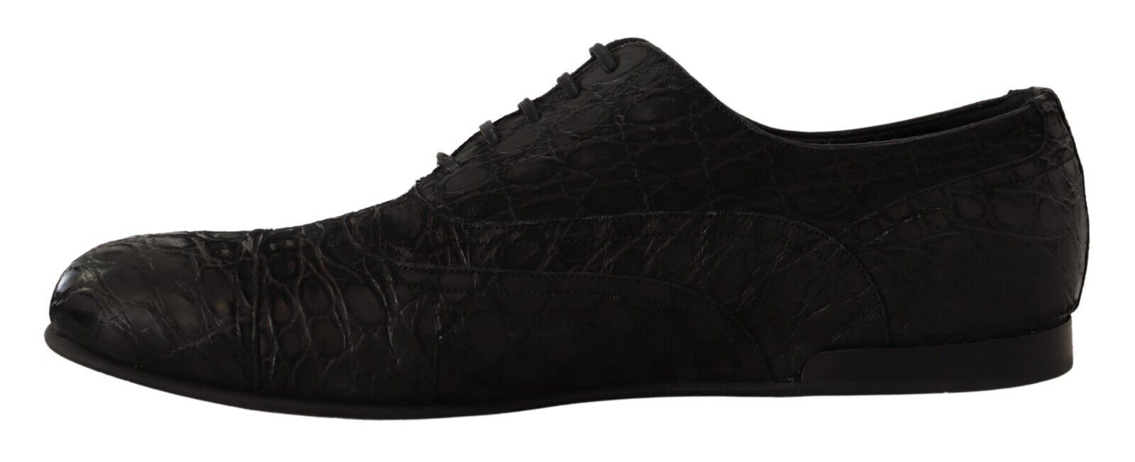 Schwarze Caiman Leder Oxford-Schuhe für Herren