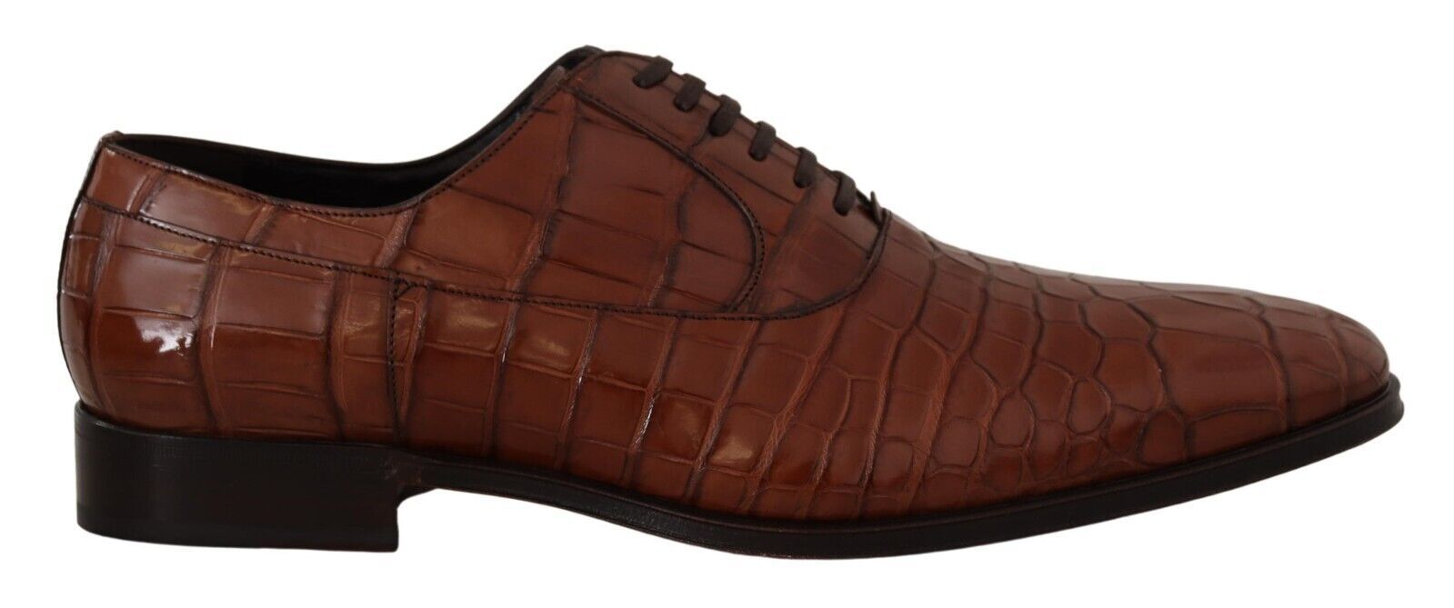Formelle Derby-Schuhe aus braunem Krokodilleder für Herren