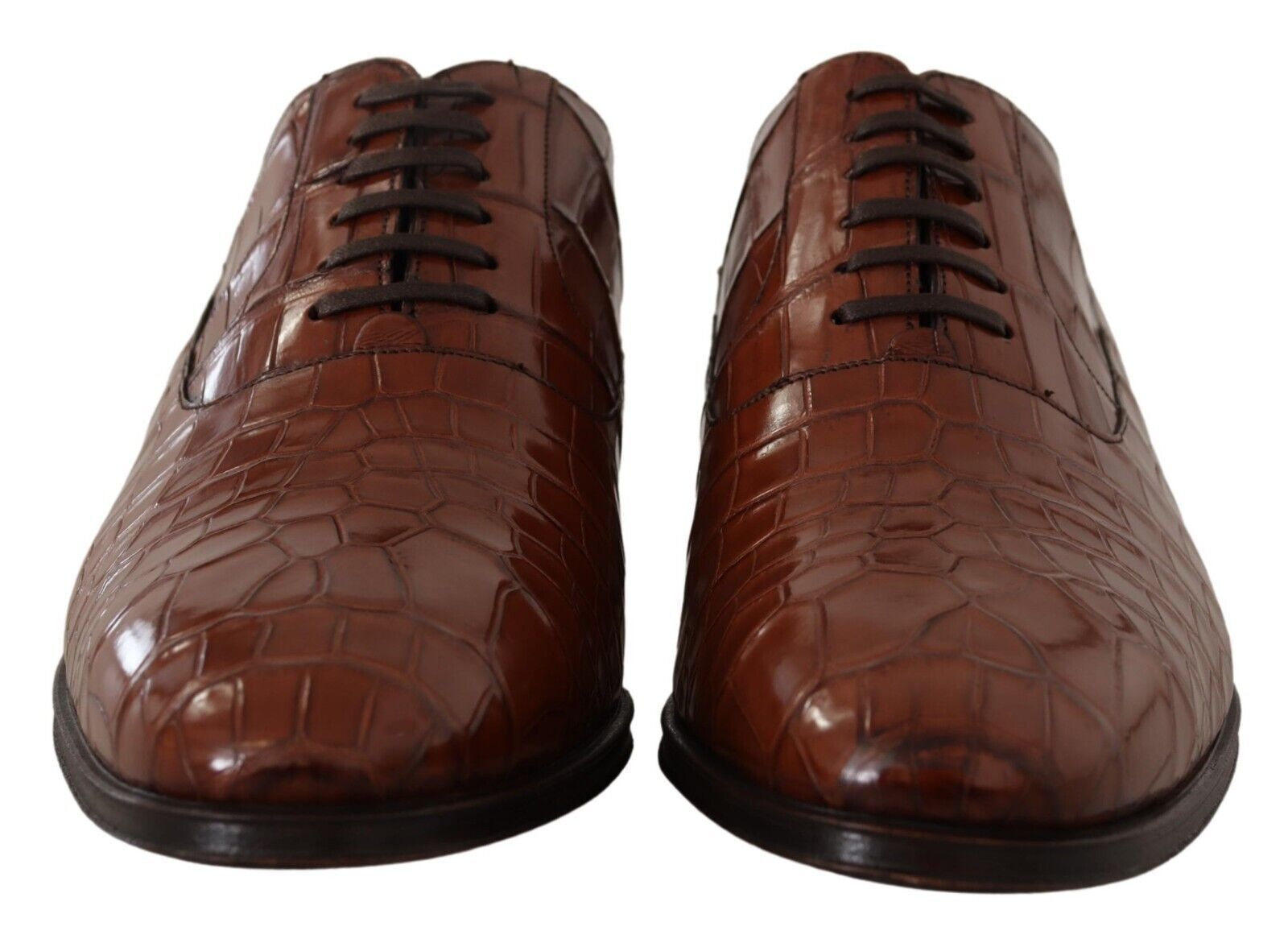 Formelle Derby-Schuhe aus braunem Krokodilleder für Herren