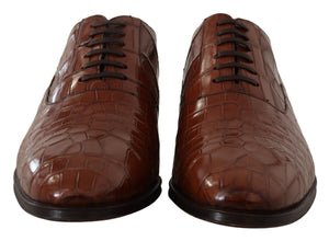 Formelle Derby-Schuhe aus braunem Krokodilleder für Herren