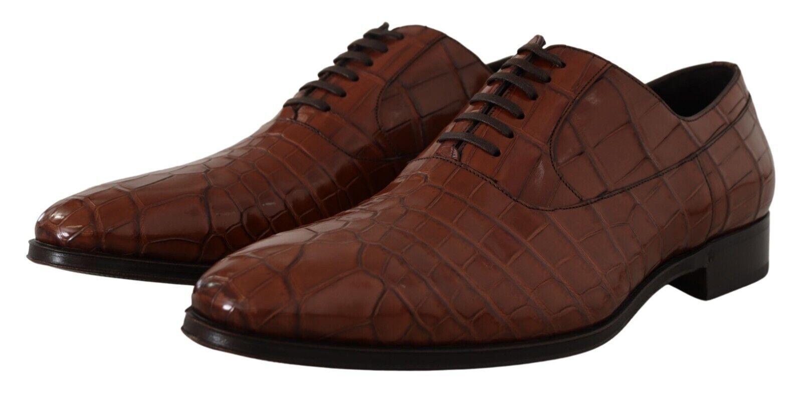 Formelle Derby-Schuhe aus braunem Krokodilleder für Herren