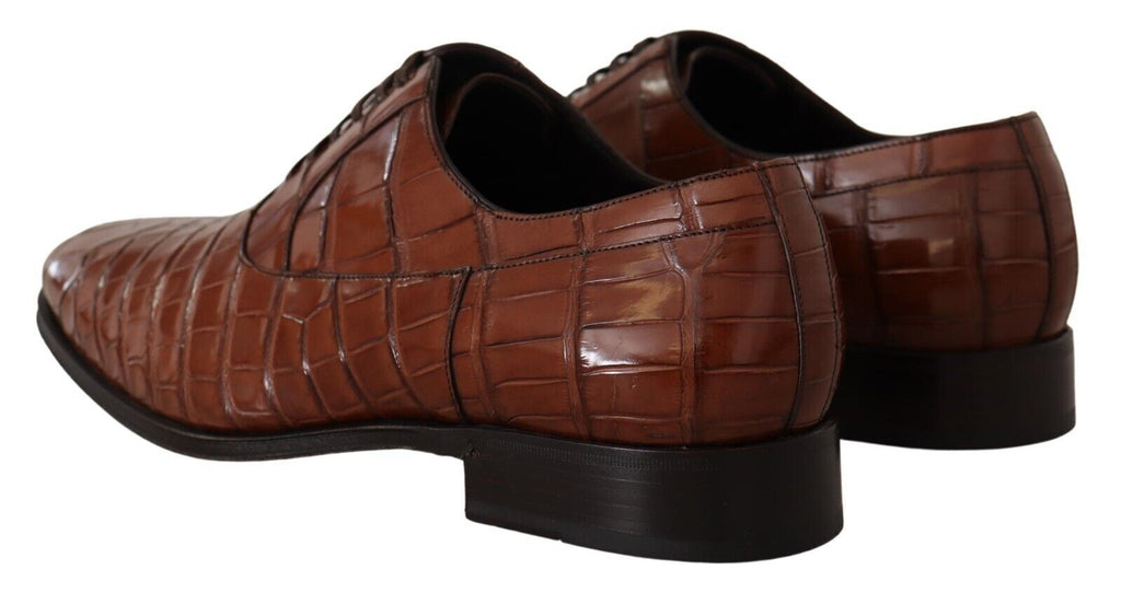 Formelle Derby-Schuhe aus braunem Krokodilleder für Herren