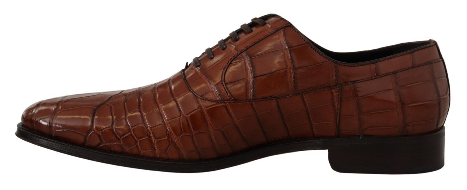 Formelle Derby-Schuhe aus braunem Krokodilleder für Herren