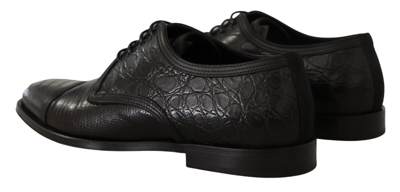 Schwarze, formelle Derby-Schuhe aus exotischem Leder zum Schnüren