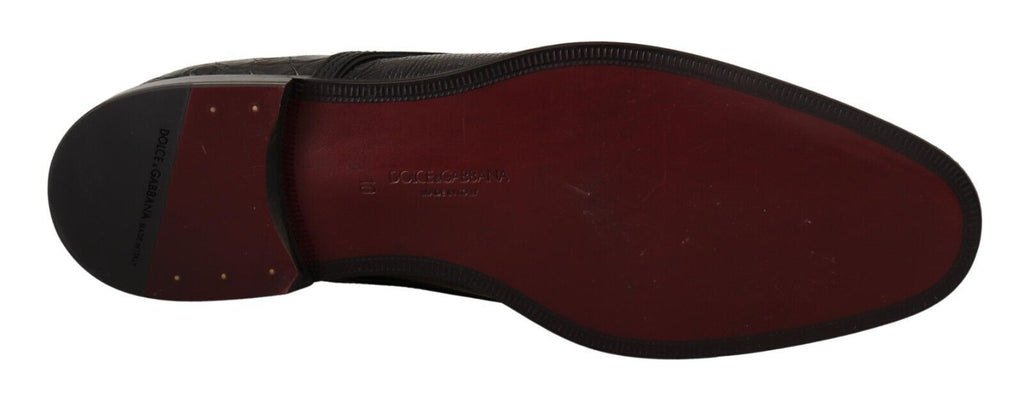 Schwarze, formelle Derby-Schuhe aus exotischem Leder zum Schnüren