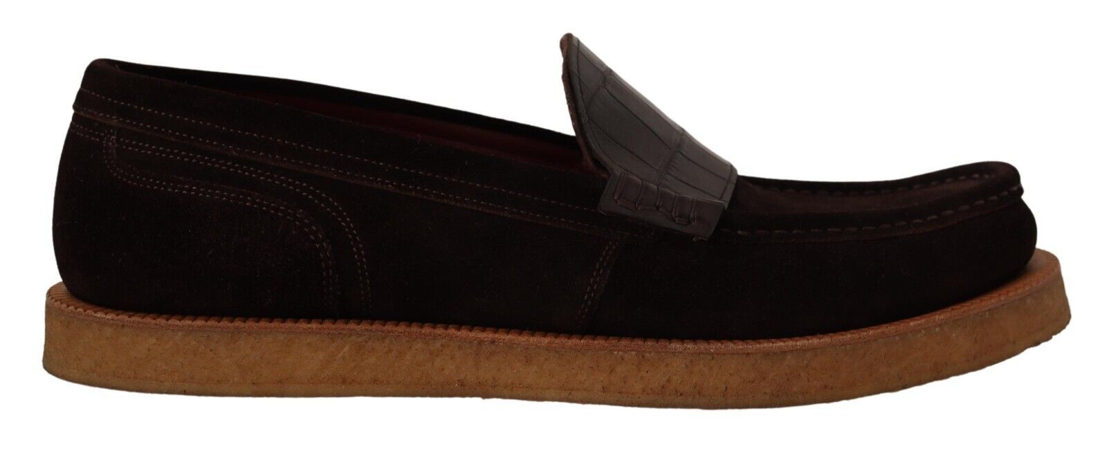 Braune Slipper aus Wildleder mit Mokassin-Flats