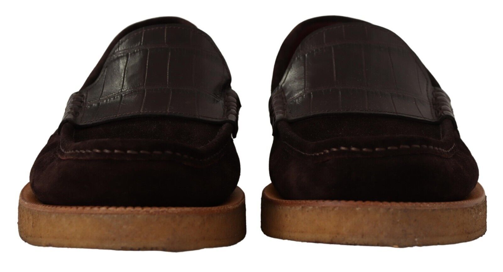 Braune Slipper aus Wildleder mit Mokassin-Flats