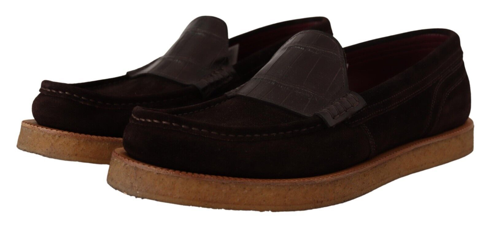 Braune Slipper aus Wildleder mit Mokassin-Flats