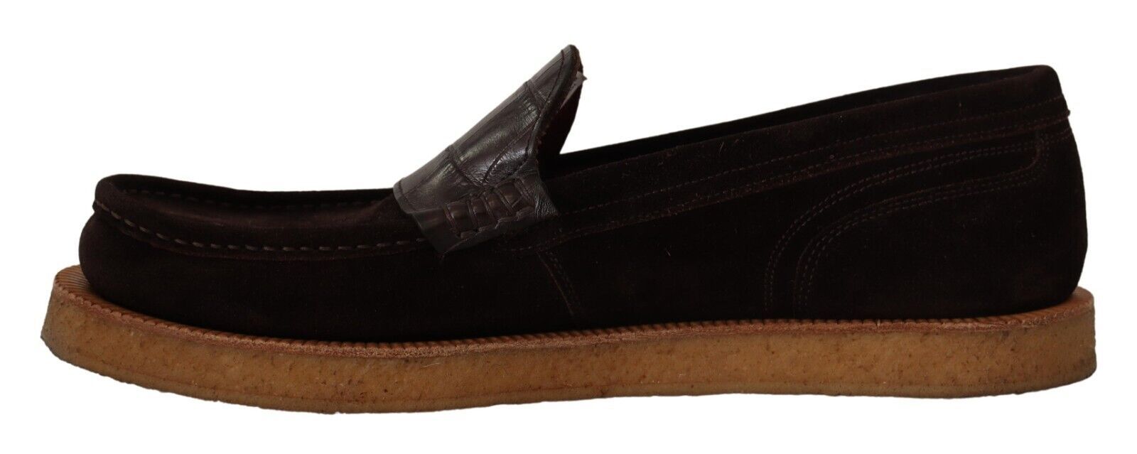 Braune Slipper aus Wildleder mit Mokassin-Flats