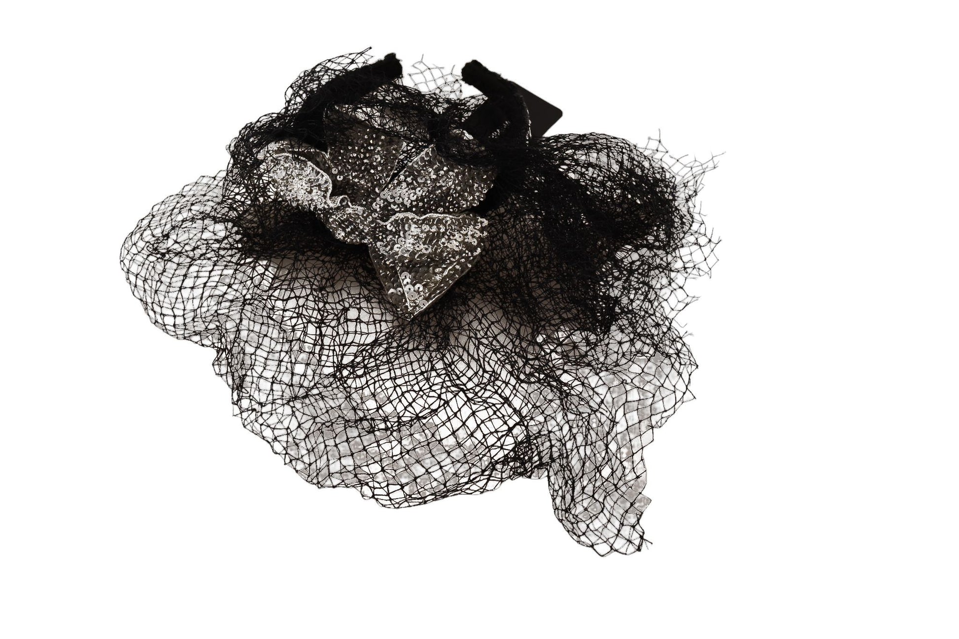 Black Logo Sequined Fascinator Diadem Headband