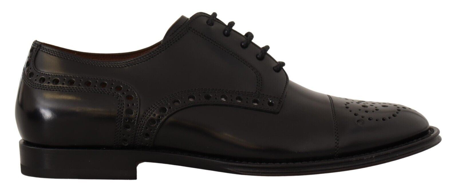 Formelle Derby-Schuhe aus schwarzem Leder mit Flügelkappe für Herren