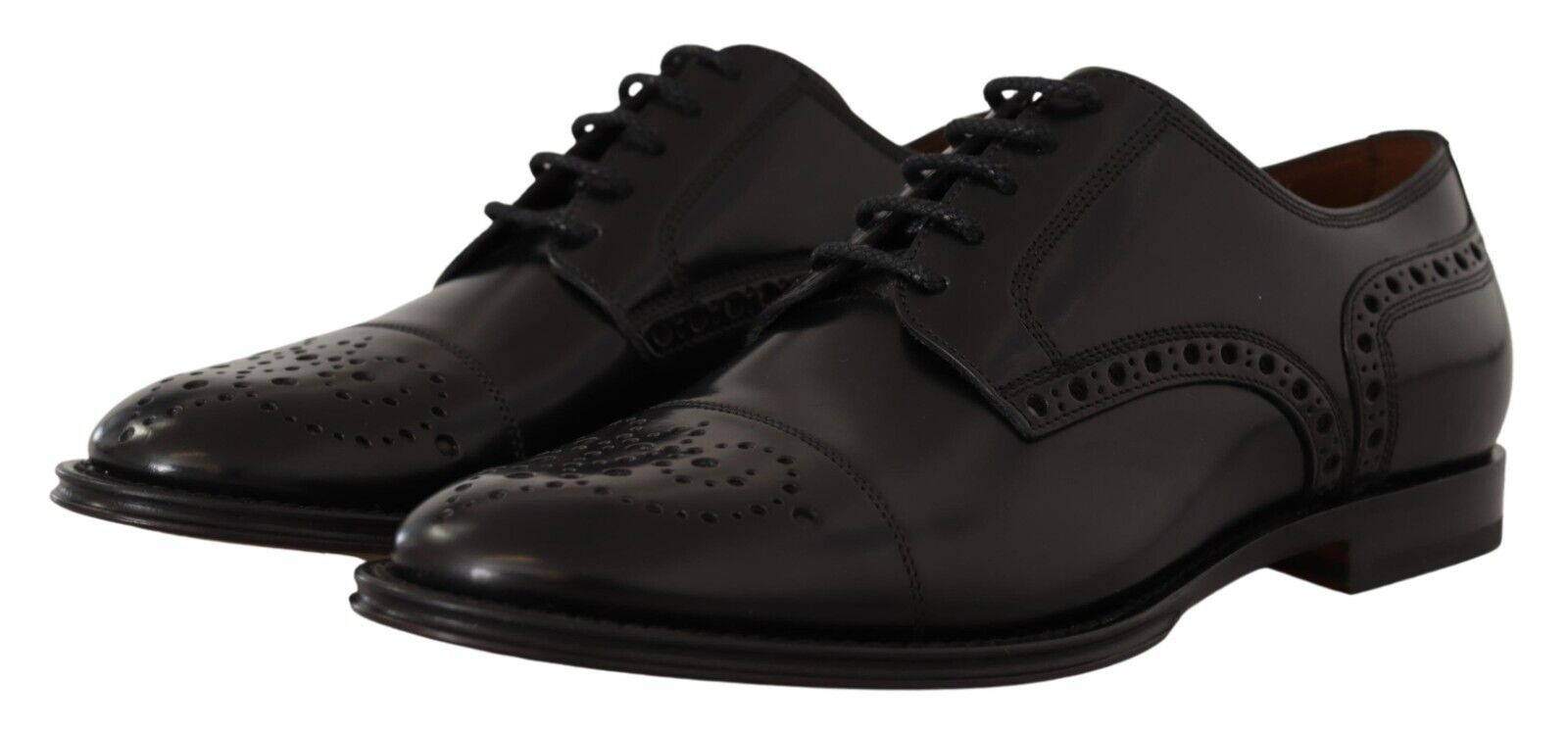 Formelle Derby-Schuhe aus schwarzem Leder mit Flügelkappe für Herren