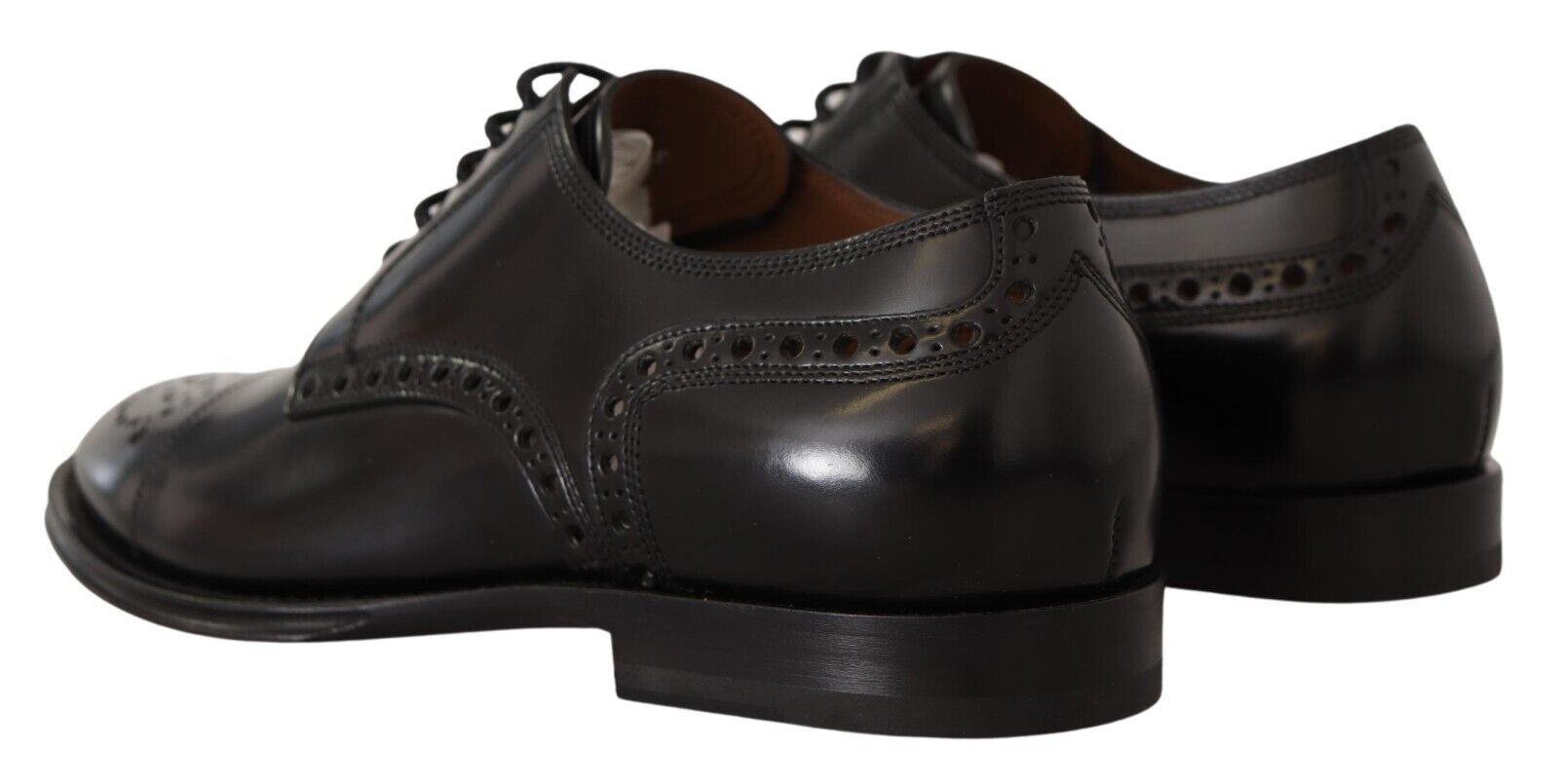 Formelle Derby-Schuhe aus schwarzem Leder mit Flügelkappe für Herren